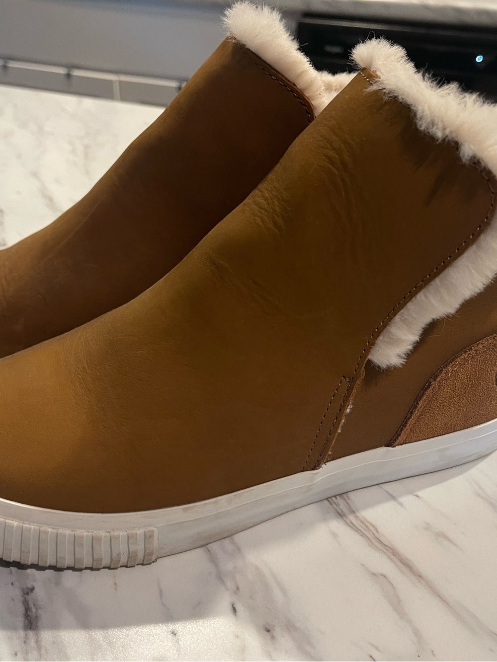 Timberland Women’s Brown Faux-Fur Lined Slip-On Sneakers